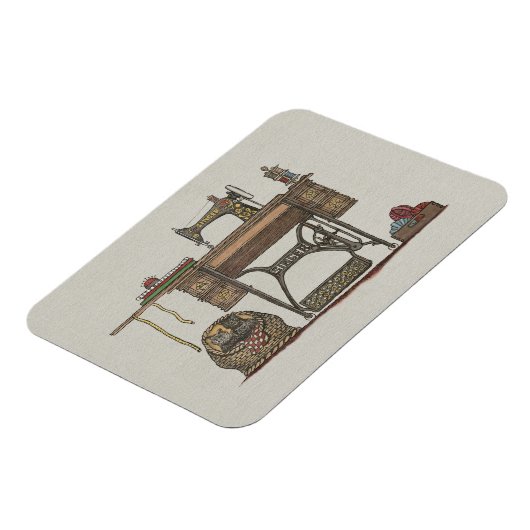 Treadle Sewing Machine & Kittens Magneet (Linkerzijde)
