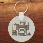 Treadle Sewing Machine & Kittens Sleutelhanger (Voorkant)