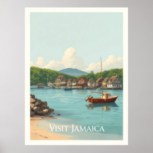 Treasure Beach, Jamaica – Illustratie uit vroeger Poster