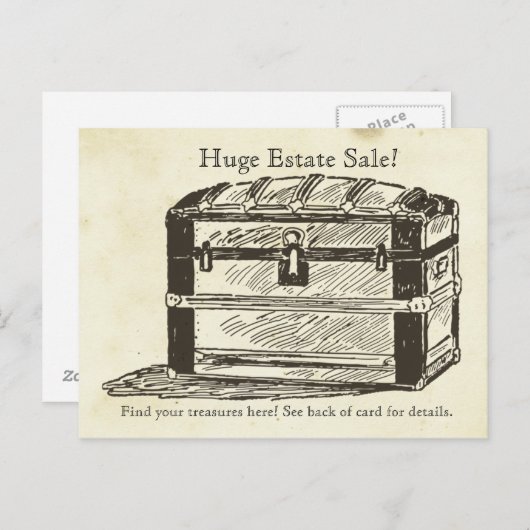 Treasure Chest Estate Sale Rommage Trunk Briefkaart (Voorkant / Achterkant)