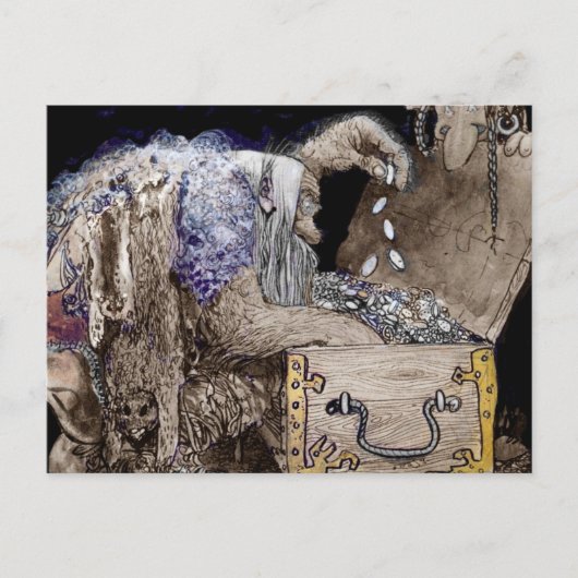 Treasure Chest Troll Briefkaart (Voorkant)
