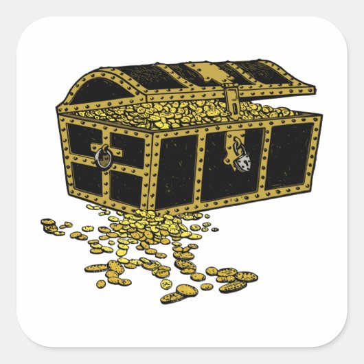 Treasure Chest Vierkante Sticker (Voorkant)