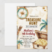 Treasure hunt birthday party theme invitation (Devant / Derrière)