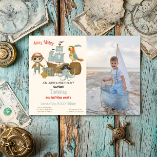 Treasure Hunters Pirate Foto Verjaardag Kaart