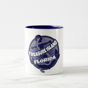 Treasure Island Florida anker wervelende koffie mo Tweekleurige Koffiemok