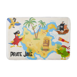 Treasure Island met naam piraten en papegaaien Badmat