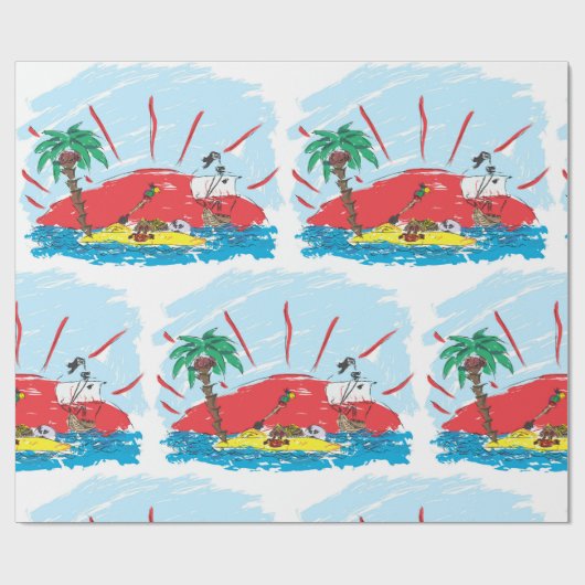 Treasure Island Pirate Ship Wrapping Paper - Cadea Cadeaupapier (Vlak)