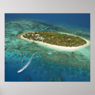 Treasure Island Resort and boat, Fiji Poster