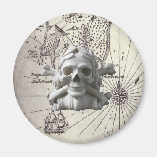 Treasure Island Skull & Bones Pirate Frigo Magnet (Devant)