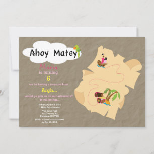 Treasure Map Birthday Invitation Kaart