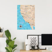 Treasure Map California Poster (Thuiskantoor)