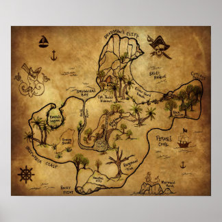 Treasure Map - Het eiland Lost Treasure Poster