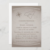 Treasure Map Wedding Invite, Beige Kaart (Voorkant / Achterkant)