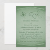 Treasure Map Wedding Invite, Green Kaart (Voorkant / Achterkant)
