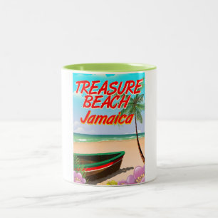 Treasure strand Jamaica reisposter Tweekleurige Koffiemok