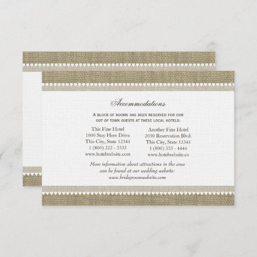 Treasured Hearts Burlap Look Routebeschrijving Inv Informatiekaartje (Voorkant / Achterkant)