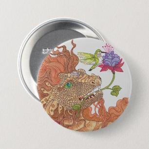 Treasures Dragon van natuur Ronde Button 7,6 Cm