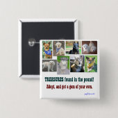 TREASURES gevonden in het pond Vierkante Button 5,1 Cm (Voorkant /achterkant)