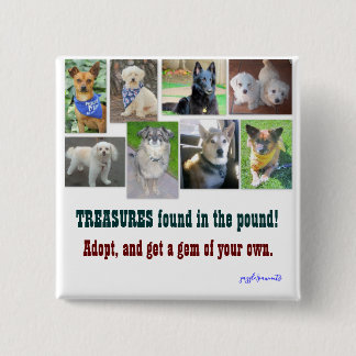 TREASURES gevonden in het pond Vierkante Button 5,1 Cm