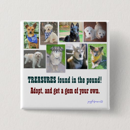 TREASURES gevonden in het pond Vierkante Button 5,1 Cm (Voorkant)