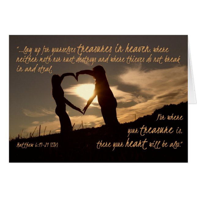 Treasures in Heaven Matthew 6:19-21 Bijbelverse (Voorkant Horizontaal)