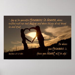 Treasures in Heaven Matthew 6:19-21 Bijbelverse Poster
