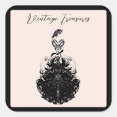  Treasures Mode Party Diva Vierkante Sticker (Voorkant)