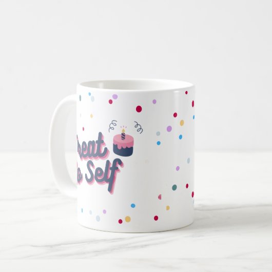 Treat Yo Self Birthday Sprinkles Coffee Mok (Voorkant links)