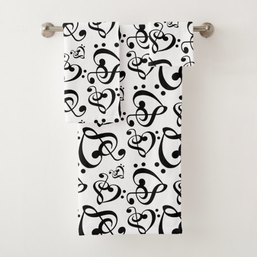 Treble Bass Clef Hearts Music Notes Motif (En situation)