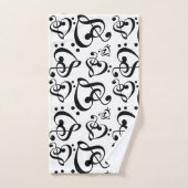 Treble Bass Clef Hearts Music Notes Motif (Serviette à main)