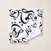 Treble Bass Clef Hearts Music Notes Motif (Gant de toilette)