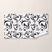 Treble Bass Clef Hearts Music Notes Motif (Serviette à main)