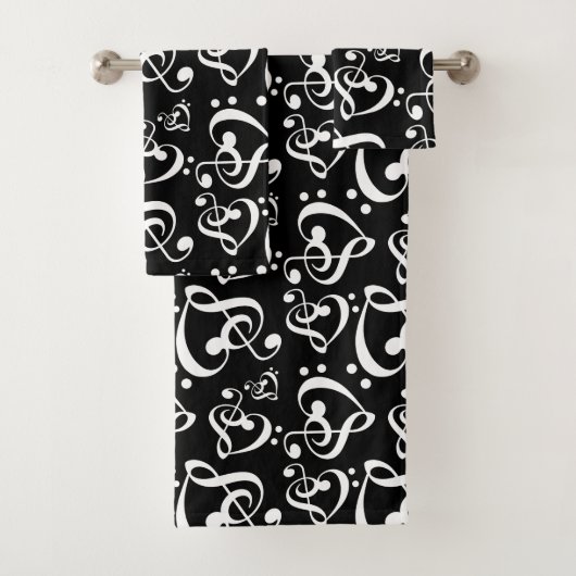 Treble Bass Clef Hearts Music Notes Motif (En situation)