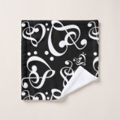Treble Bass Clef Hearts Music Notes Motif (Gant de toilette)