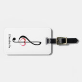 Treble cleart met glanzend roze hart bagagelabel (Voorkant horizontaal)