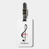 Treble cleart met glanzend roze hart bagagelabel (Voorkant verticaal)