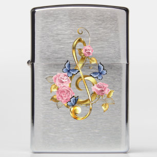 Treble cleart met roze rozen