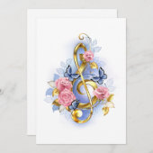 Treble cleart met roze rozen advieskaart (Voorkant / Achterkant)