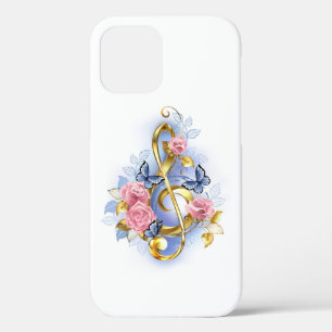 Treble cleart met roze rozen iPhone 12 pro hoesje