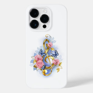 Treble cleart met roze rozen Case-Mate iPhone 14 pro hoesje