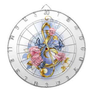 Treble cleart met roze rozen dartbord