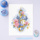 Treble cleart met roze rozen flyer (Enkel)