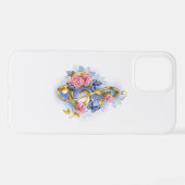 Treble cleart met roze rozen iPhone hoesje (Achterkant horizontaal)