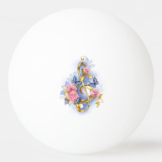 Treble cleart met roze rozen pingpongballen (Voorkant)