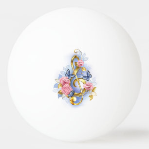 Treble cleart met roze rozen pingpongballen