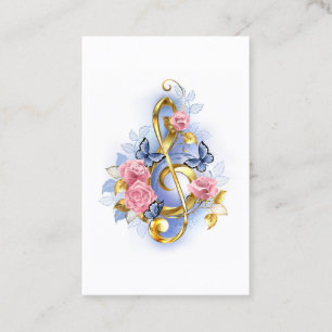 Treble cleart met roze rozen visitekaartje