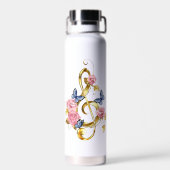 Treble cleart met roze rozen waterfles (Achterkant)