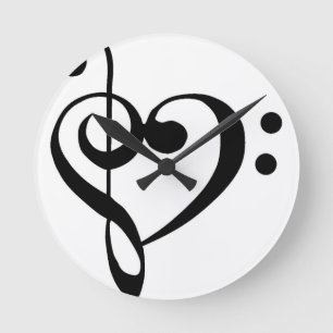 Treble Clef Base Clef Heart Ronde Klok