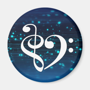 Treble Clef Bass Clef Heart Blue Cluster Nebula Magneet