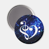 Treble Clef Bass Clef Heart Blue Cluster Nebula Magneet (Voorkant / Achterkant)